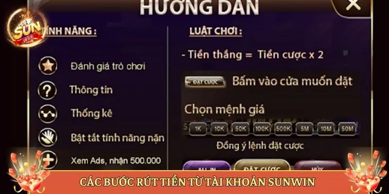 Các Bước Rút Tiền Từ Tài Khoản Sunwin